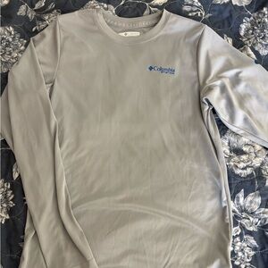 Youth Columbia PFG Light Gray Long Sleeve Shirt